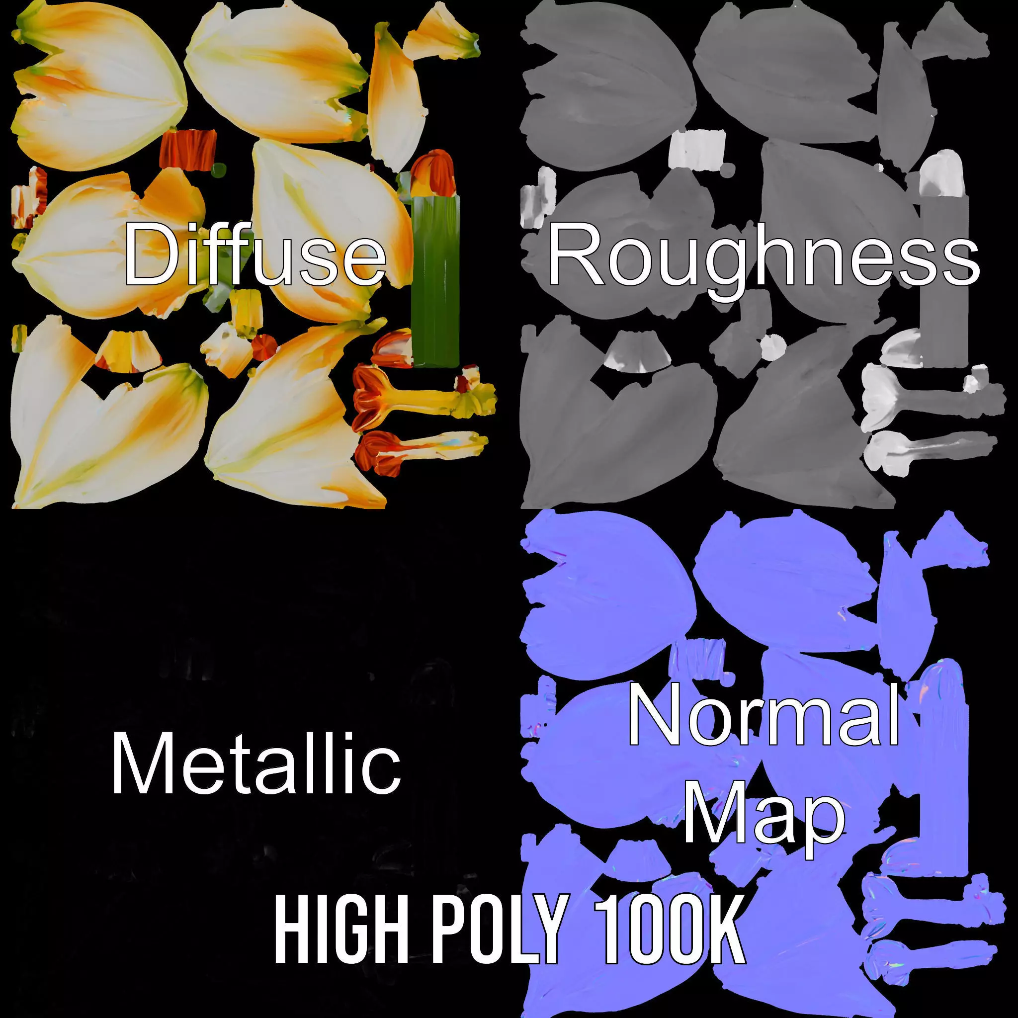 White Lily Bloom model pack Low-poly 3D model_4