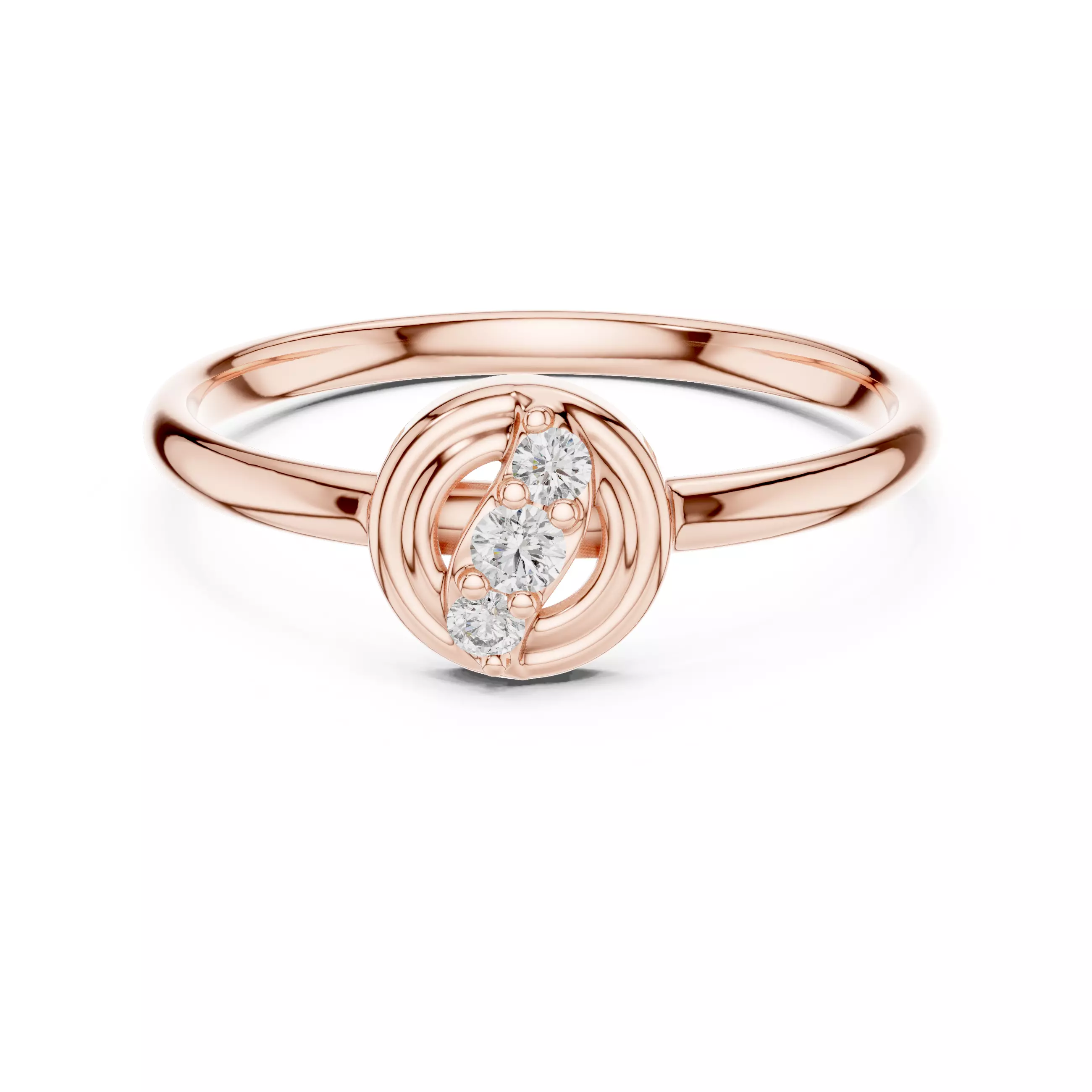 Three Round Diamond Engagement Wedding Ring 3DM STL Video 3D print model