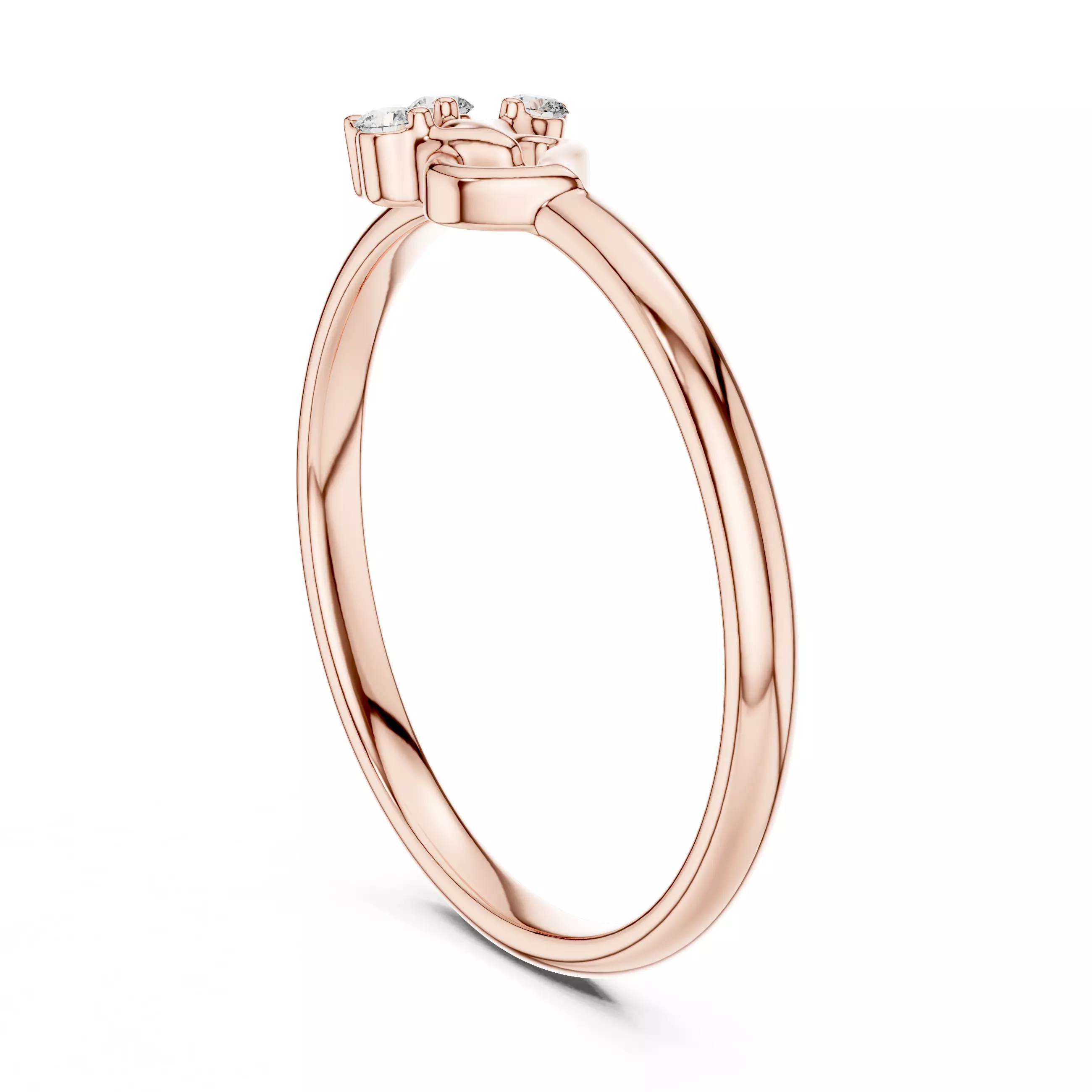Three Stone Round Diamond Heart Shape Wedding Ring 3DM STL Video 3D print model_3