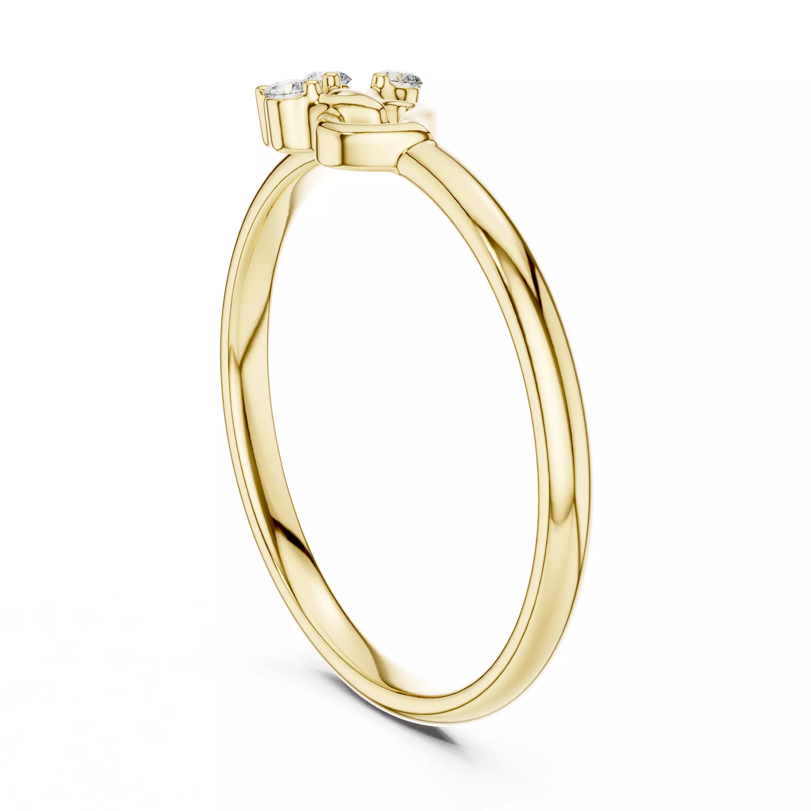 Three Stone Round Diamond Heart Shape Wedding Ring 3DM STL Video 3D print model_6