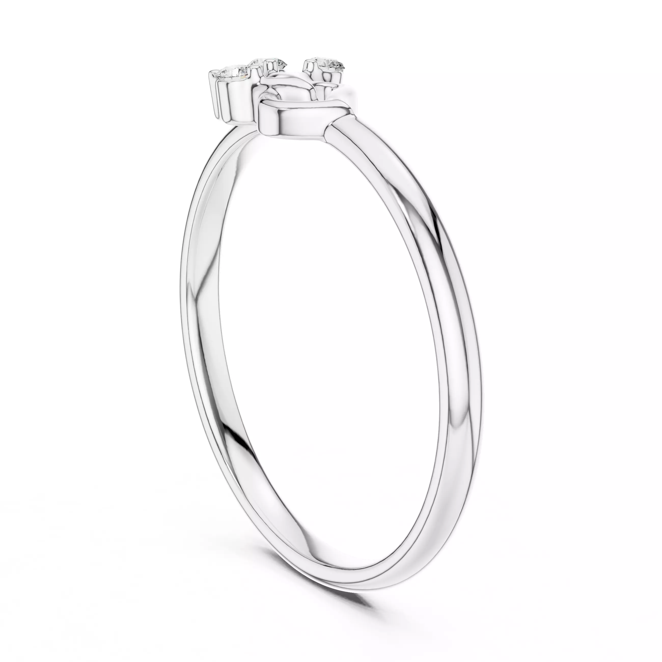 Three Stone Round Diamond Heart Shape Wedding Ring 3DM STL Video 3D print model_9
