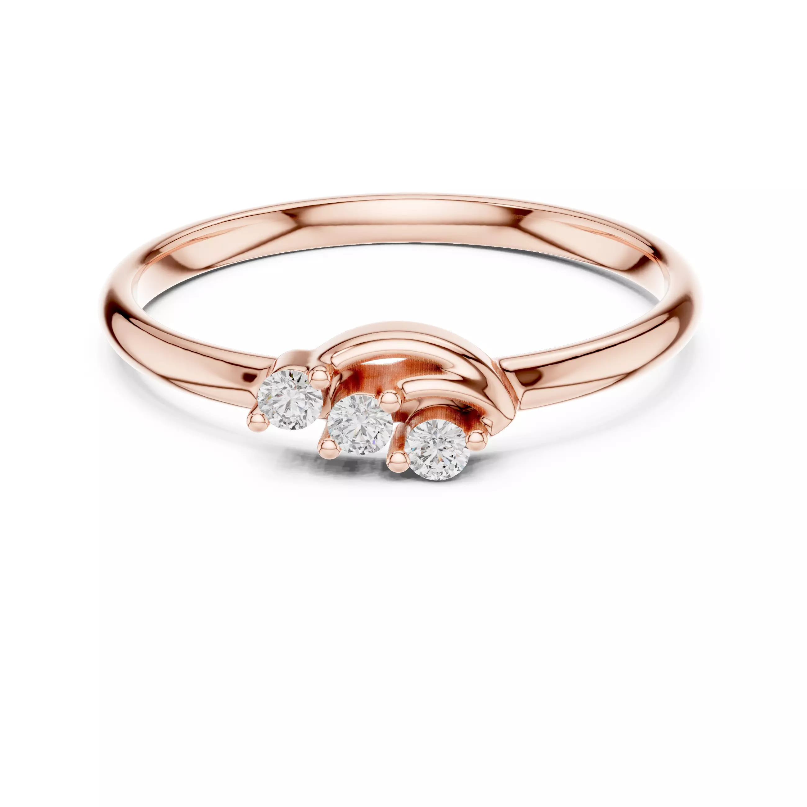 Three Round Diamond Engagement Wedding Ring 3DM STL Video 3D print model