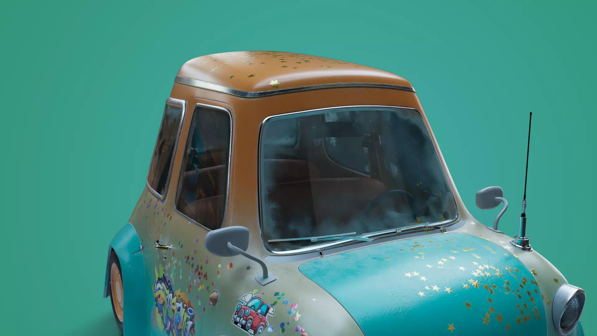 Funky Cartoon Car 3D model_6