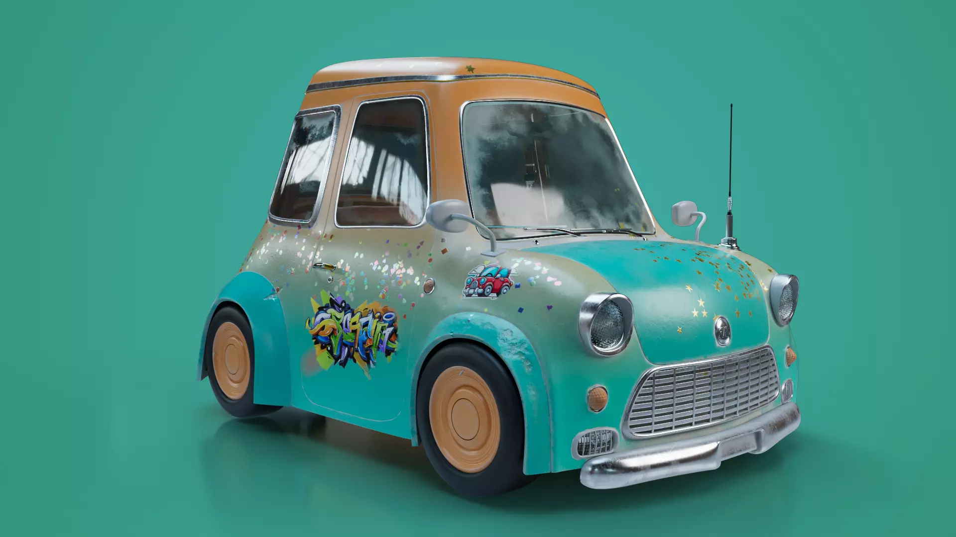 Funky Cartoon Car 3D model_2