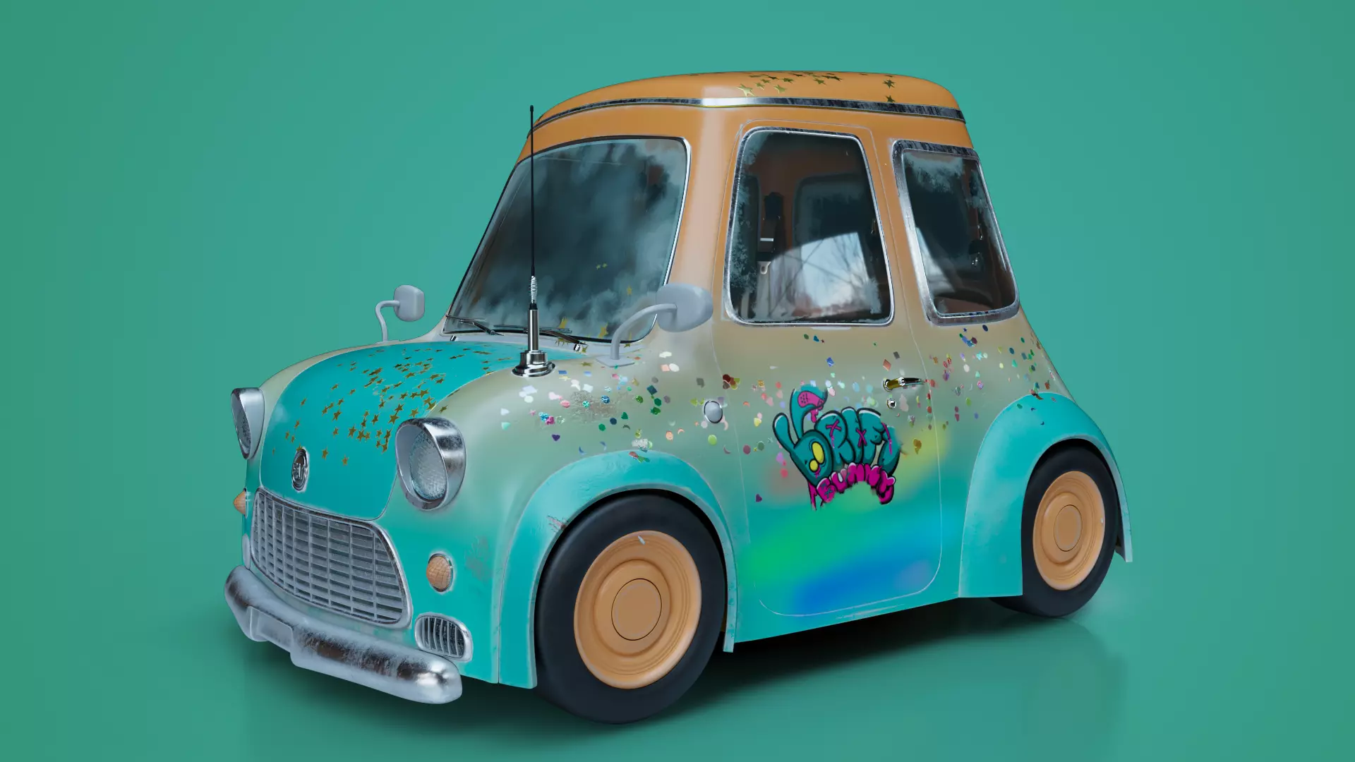 Funky Cartoon Car 3D model_0