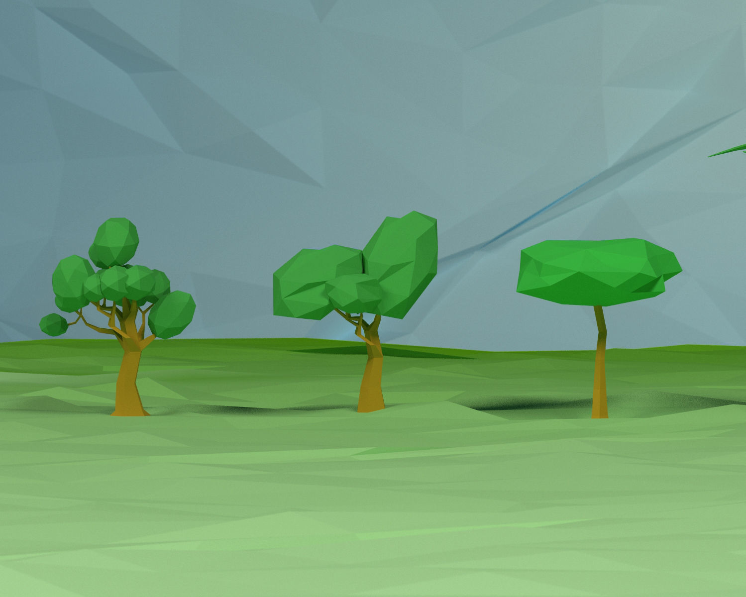 Trees  clouds  sun moon stars pack Low-poly 3D model_6