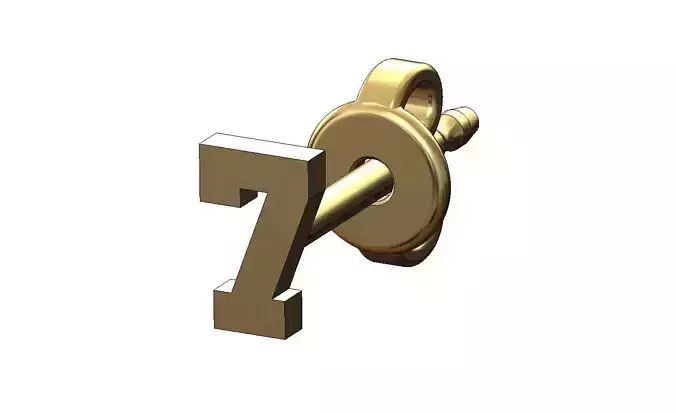 7 seven number varsity font stud earring 3D print model