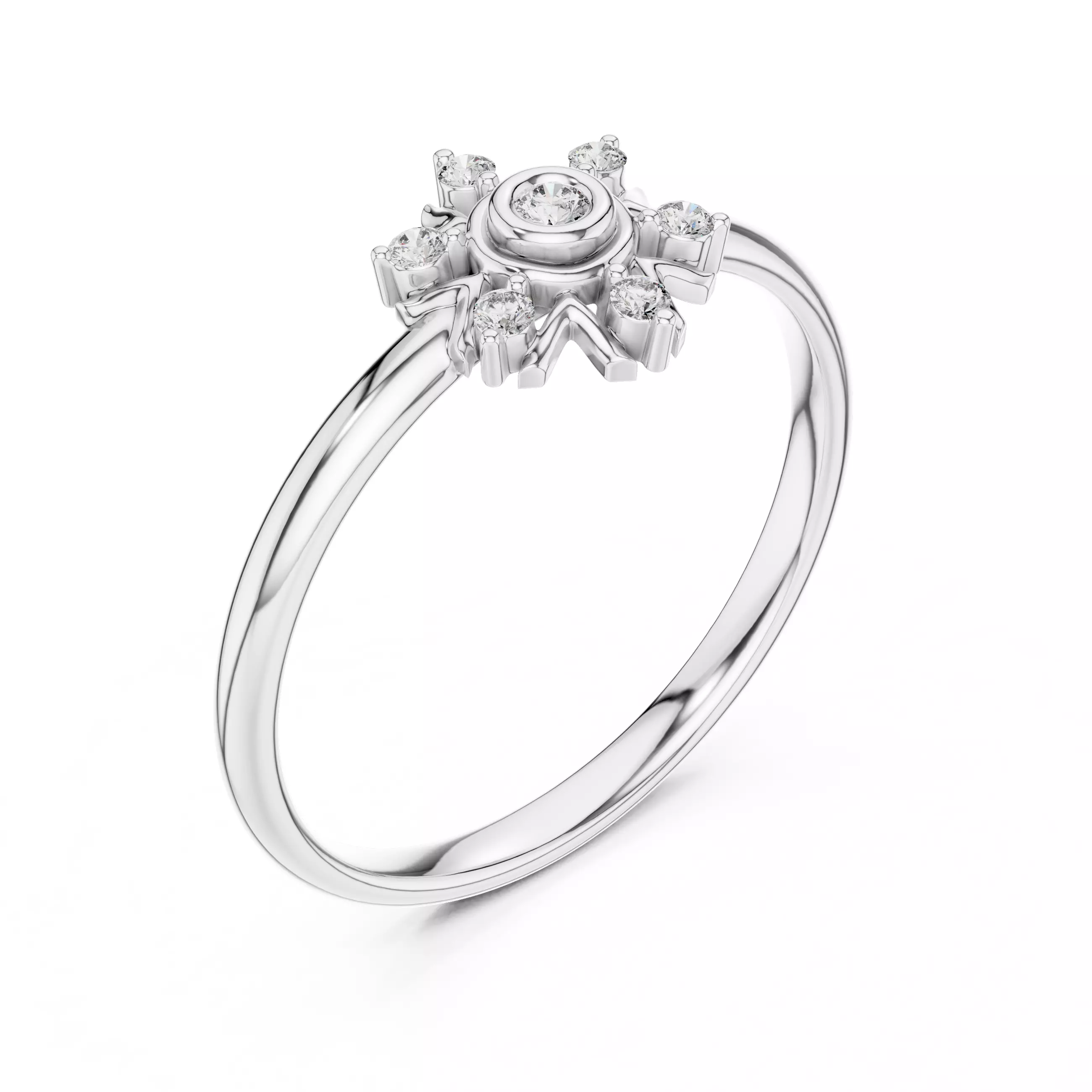 Bezel Set Round Cut Diamond Engagement Ring 3DM STL Video 3D print model_10