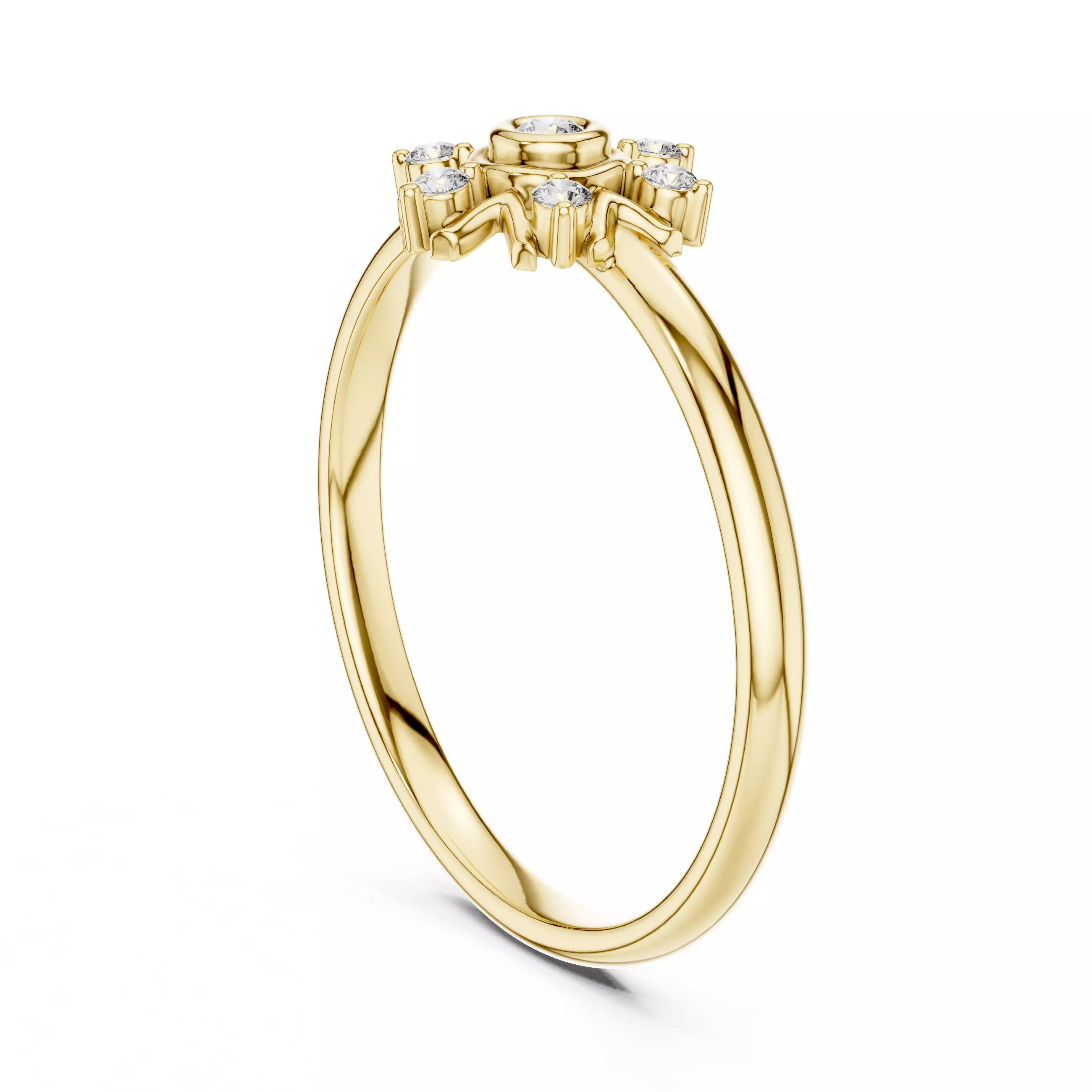 Bezel Set Round Cut Diamond Engagement Ring 3DM STL Video 3D print model_6