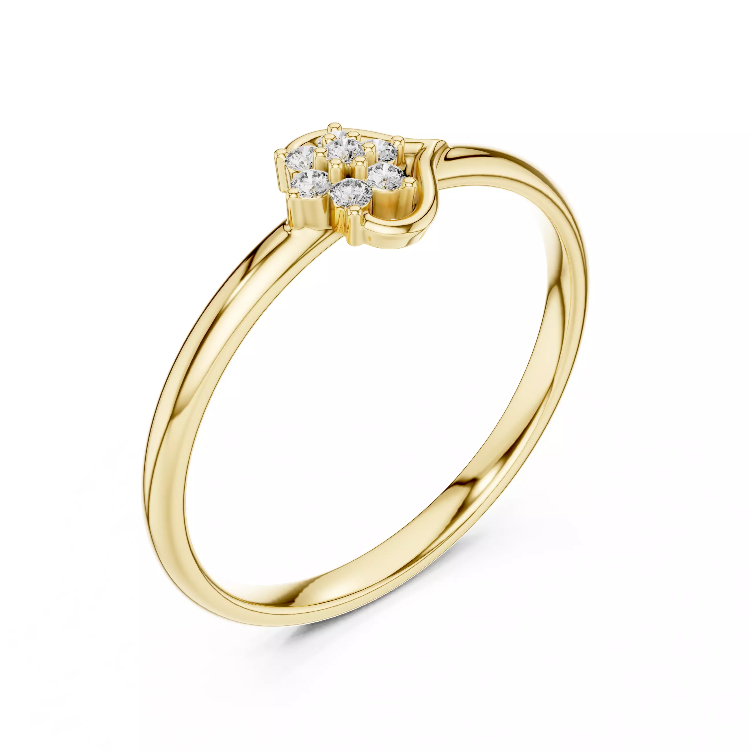 Round Diamond Heart Shape Engagement Ring 3DM STL Video 3D print model_7