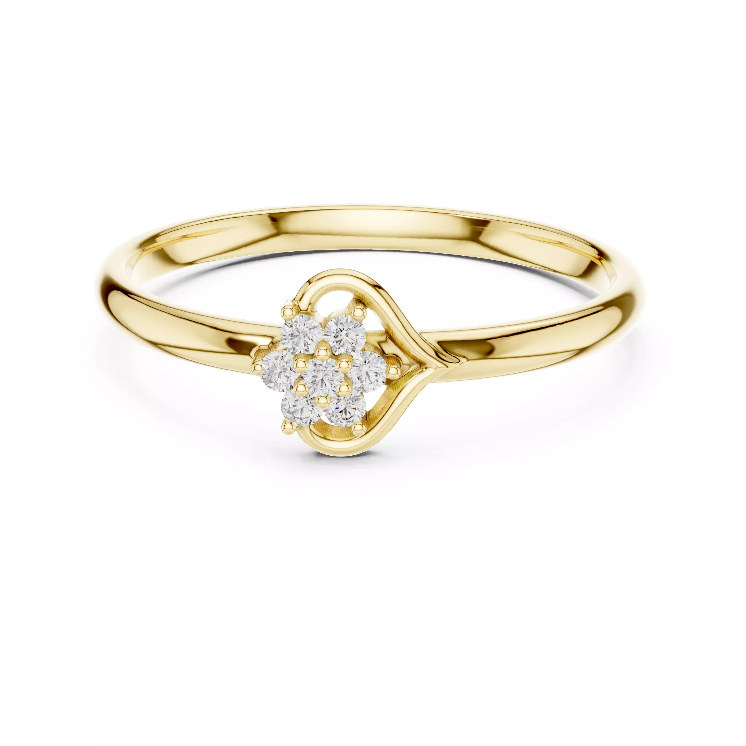 Round Diamond Heart Shape Engagement Ring 3DM STL Video 3D print model_1