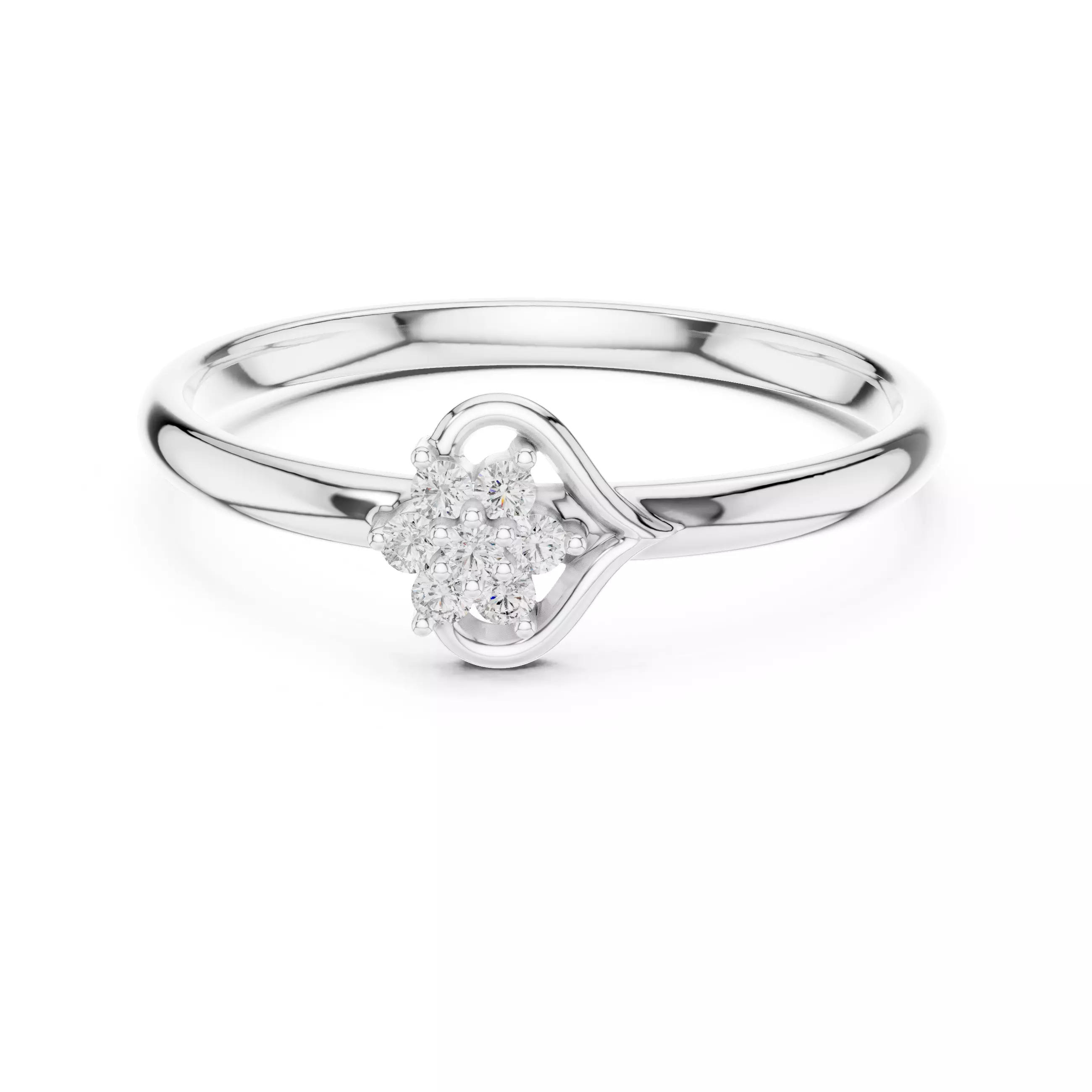 Round Diamond Heart Shape Engagement Ring 3DM STL Video 3D print model_2