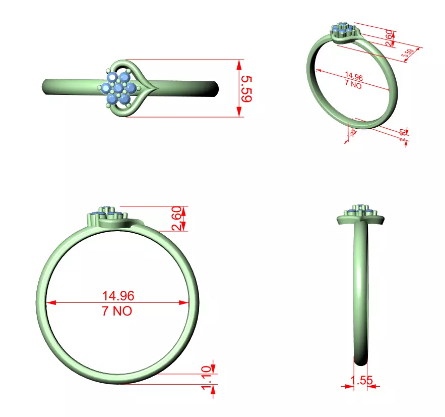 Round Diamond Heart Shape Engagement Ring 3DM STL Video 3D print model_12