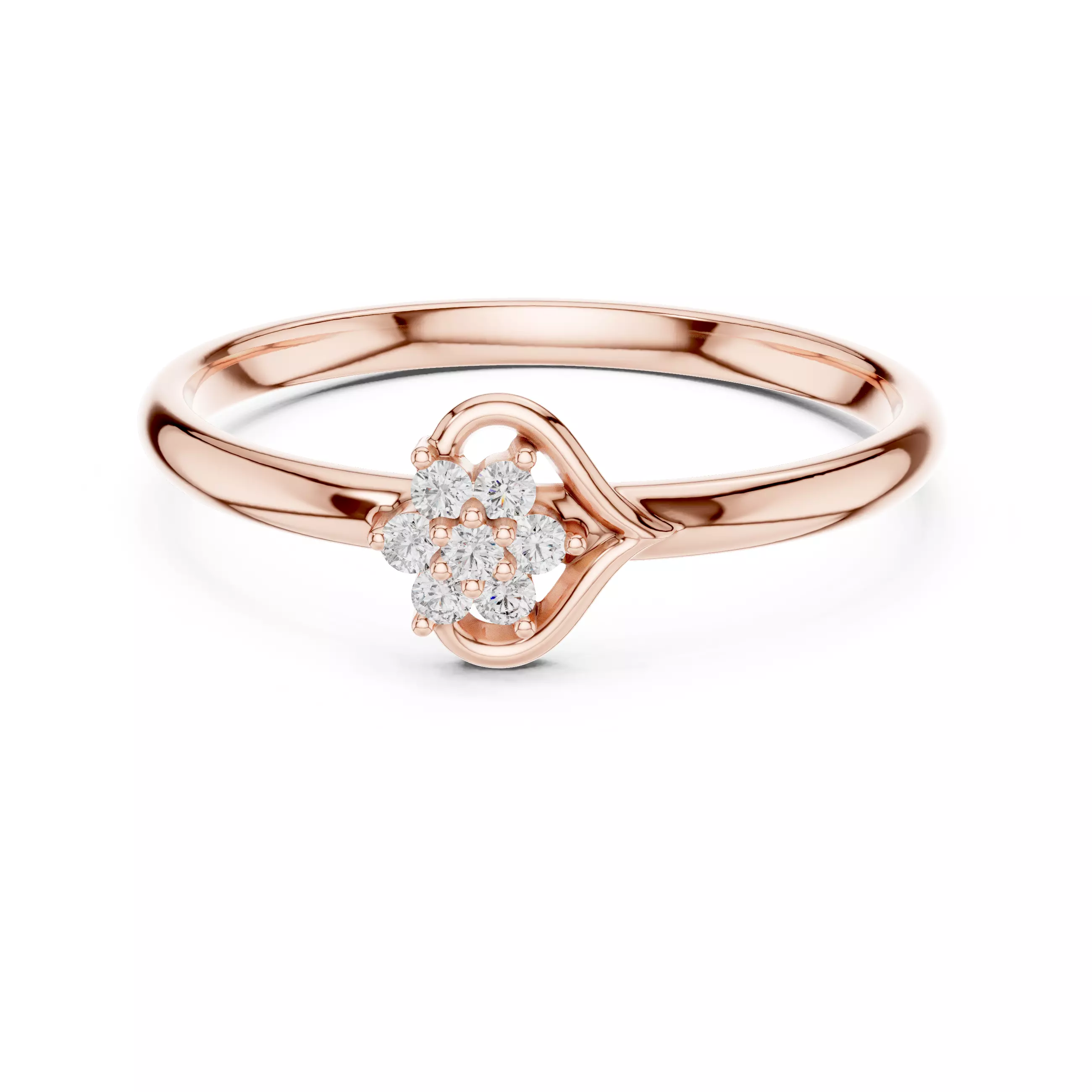 Round Diamond Heart Shape Engagement Ring 3DM STL Video 3D print model_0