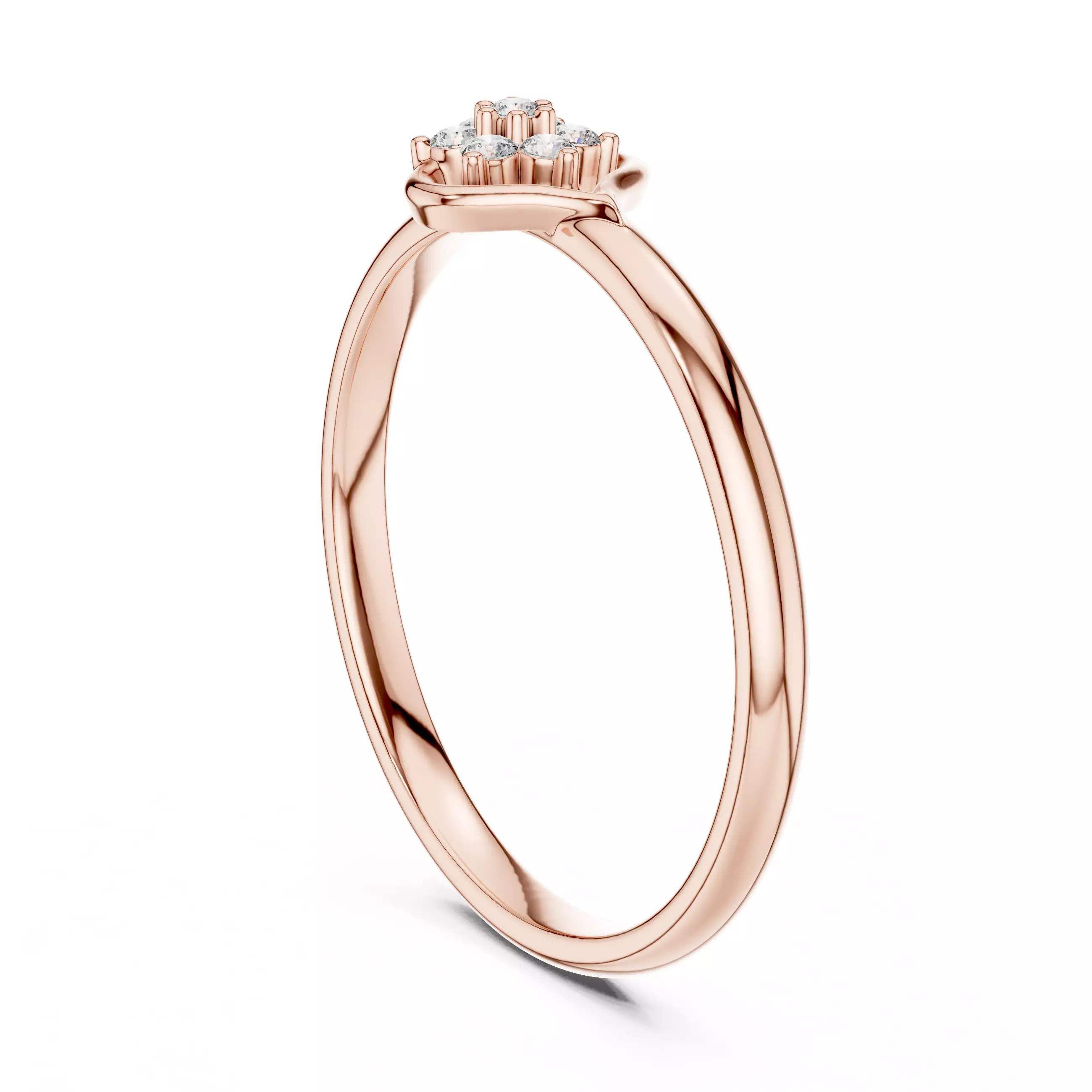 Round Diamond Heart Shape Engagement Ring 3DM STL Video 3D print model_3