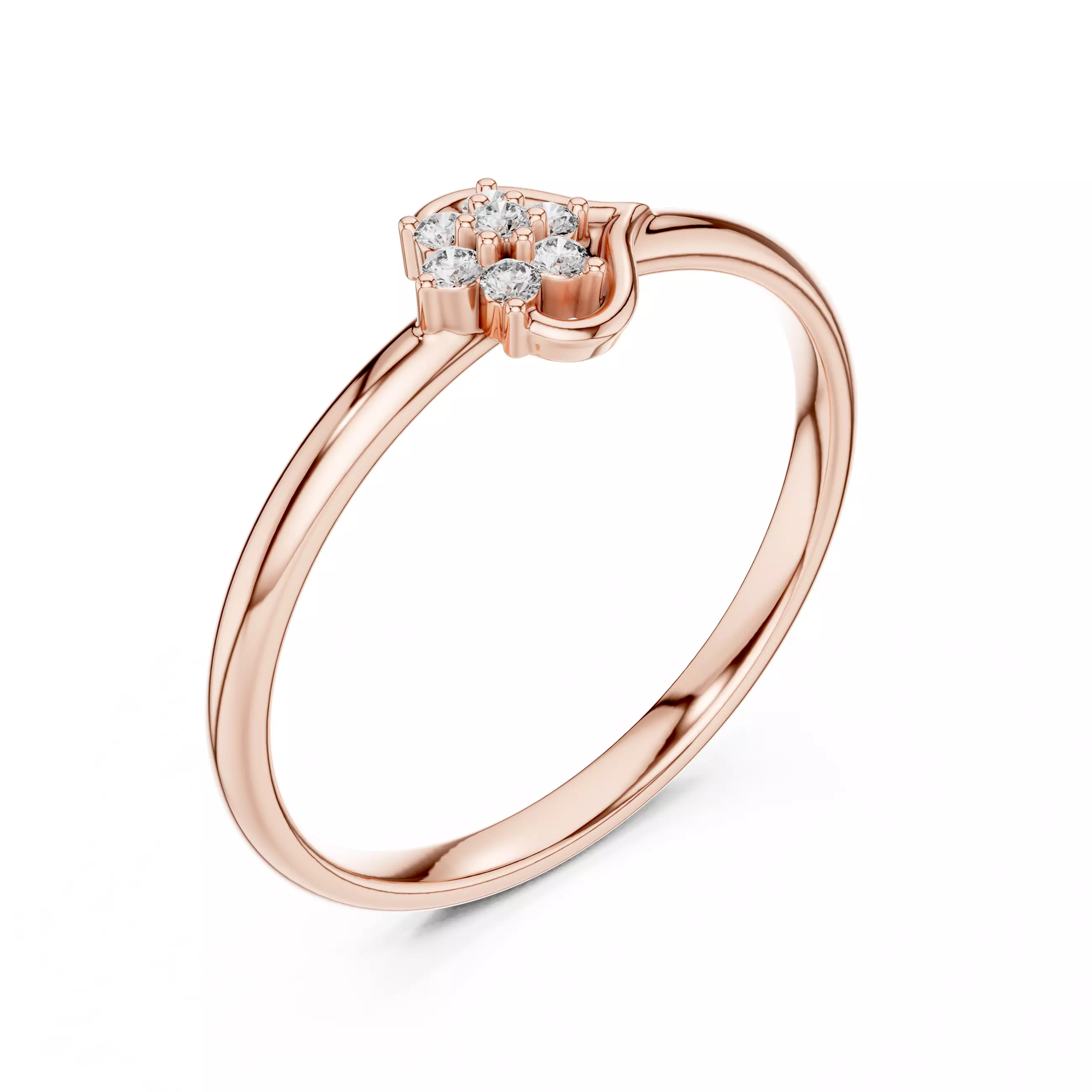Round Diamond Heart Shape Engagement Ring 3DM STL Video 3D print model_4