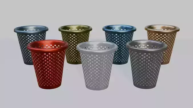 Plastic Trash Bin Set 3D model