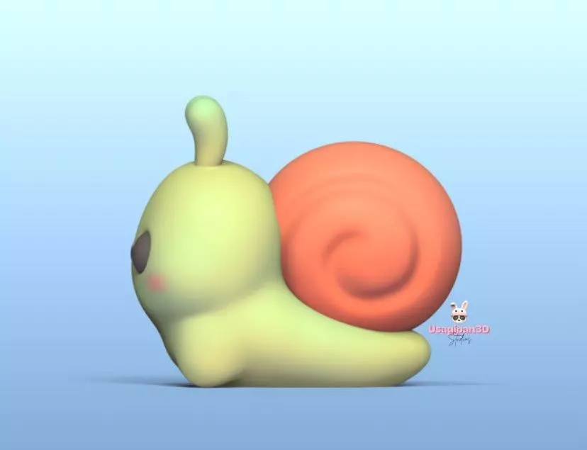 Cute Round Snail and Keychain version 3D print model_3