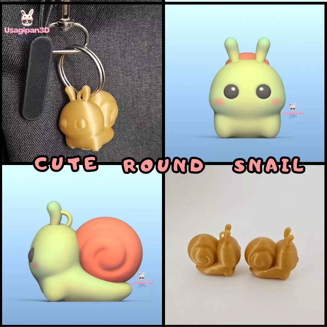 Cute Round Snail and Keychain version 3D print model_0