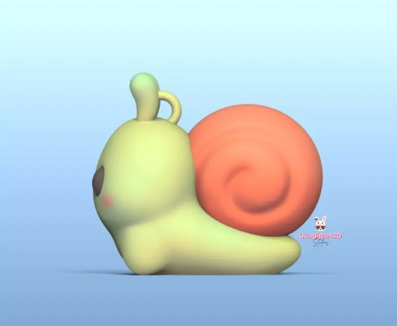 Cute Round Snail and Keychain version 3D print model_7