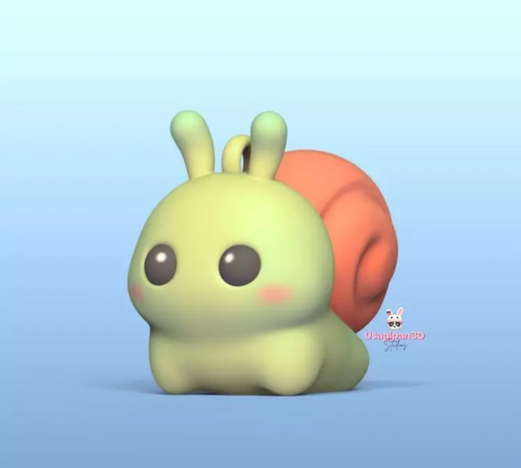 Cute Round Snail and Keychain version 3D print model_6