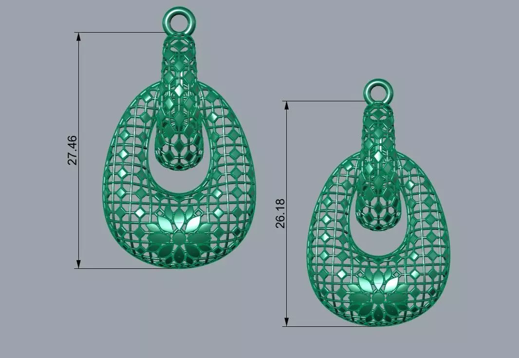 Necklace and earrings set 3D print model_2