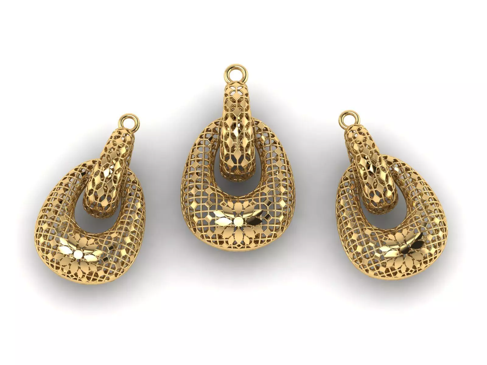 Necklace and earrings set 3D print model_0