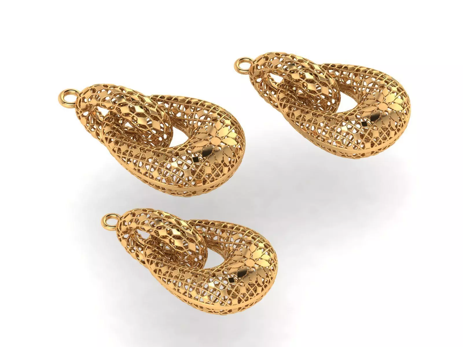 Necklace and earrings set 3D print model_1