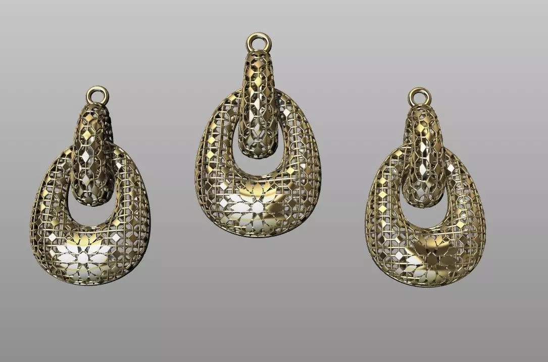 Necklace and earrings set 3D print model_6