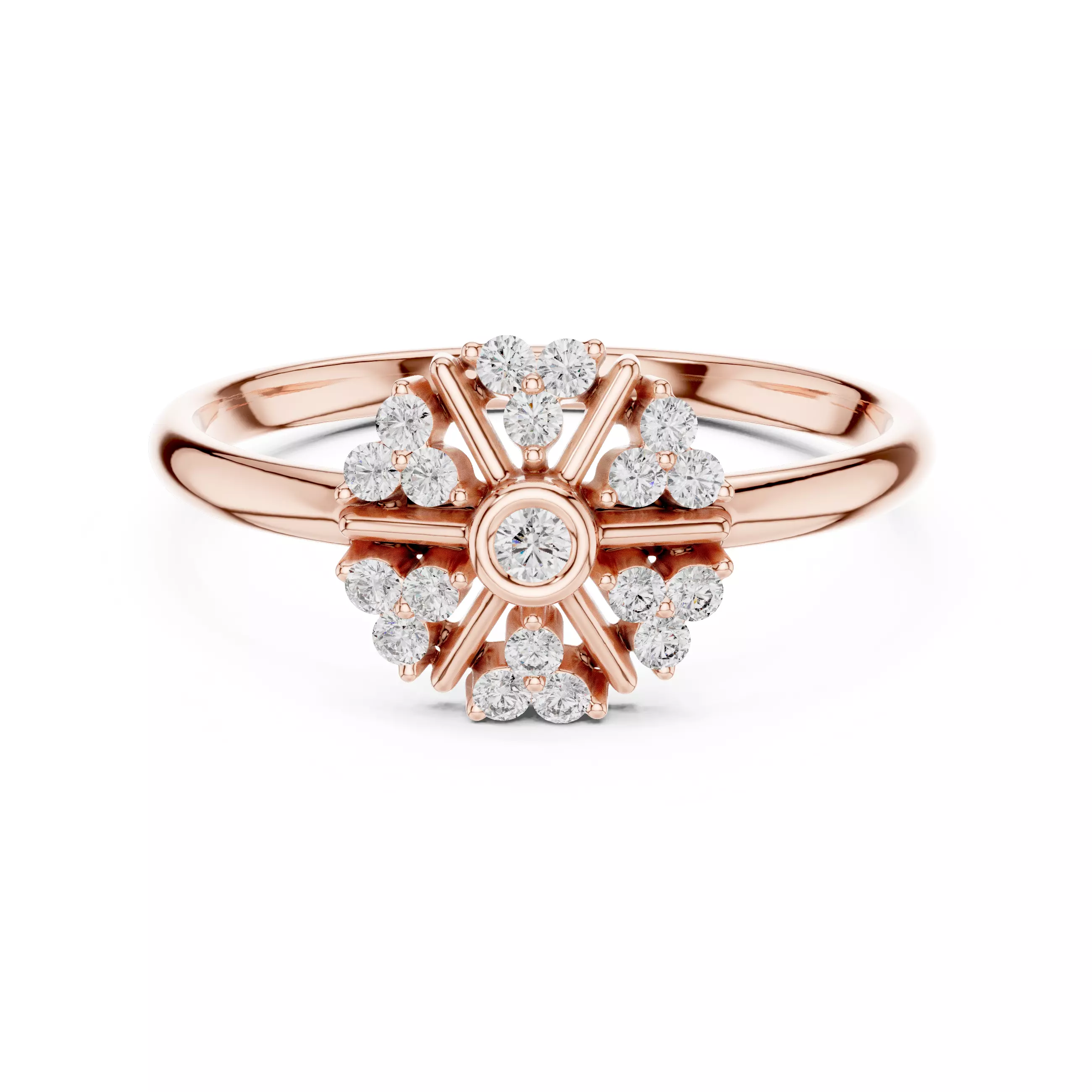 Bezel Set Round Diamond Cluster Wedding Ring 3DM STL Video 3D print model_0