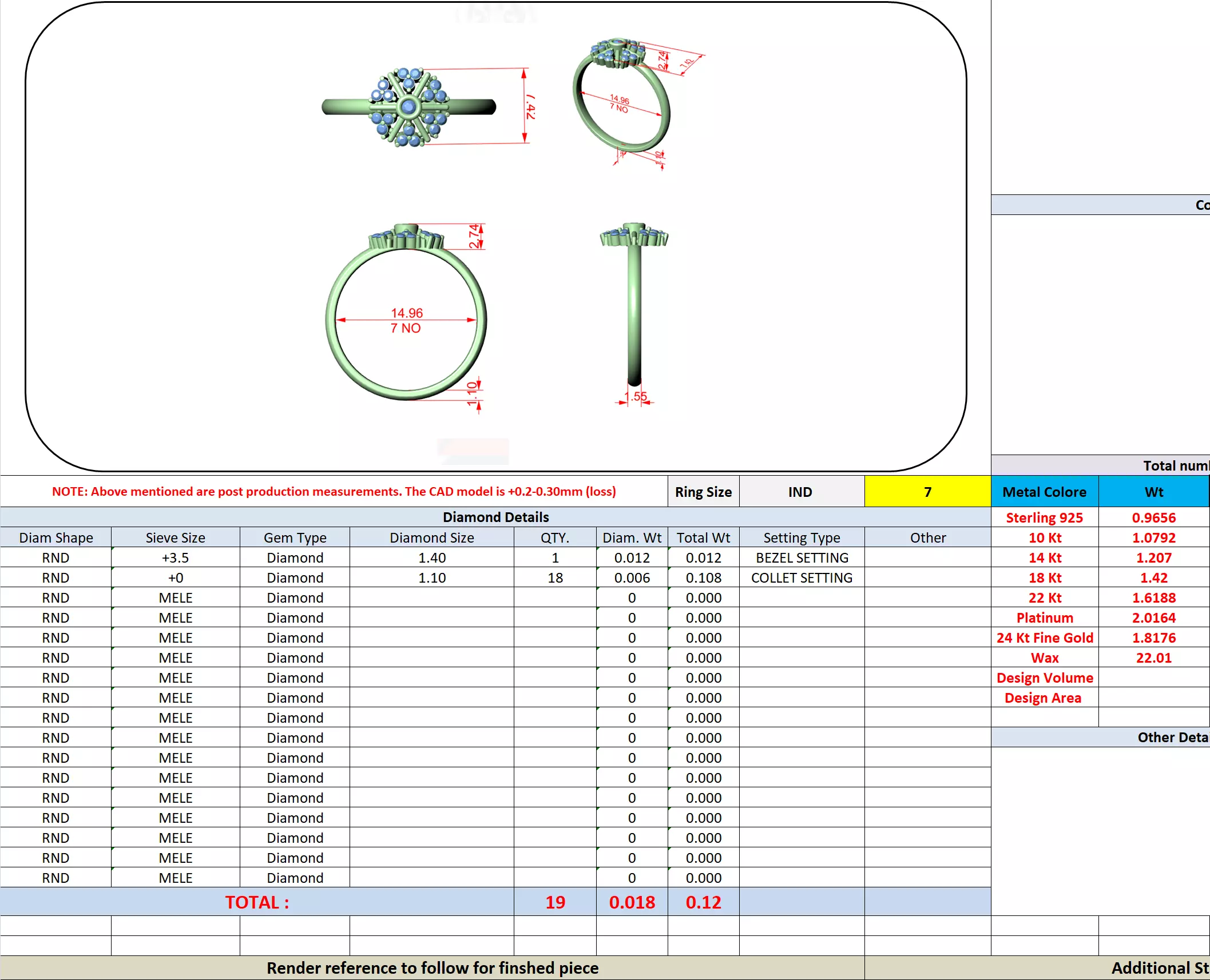 Bezel Set Round Diamond Cluster Wedding Ring 3DM STL Video 3D print model_13