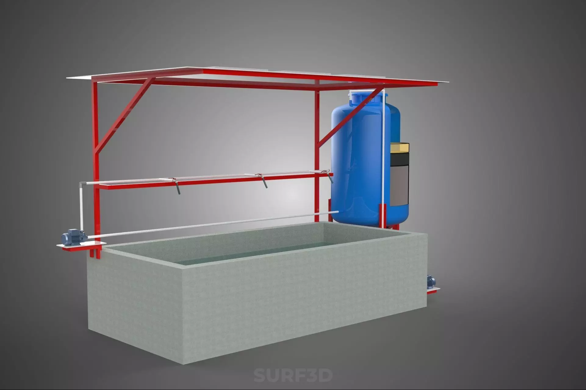 SOLAR CELL RECIRCULATION PUMP WATER FILTER FISH POND AQUACULTURE 3D model_16