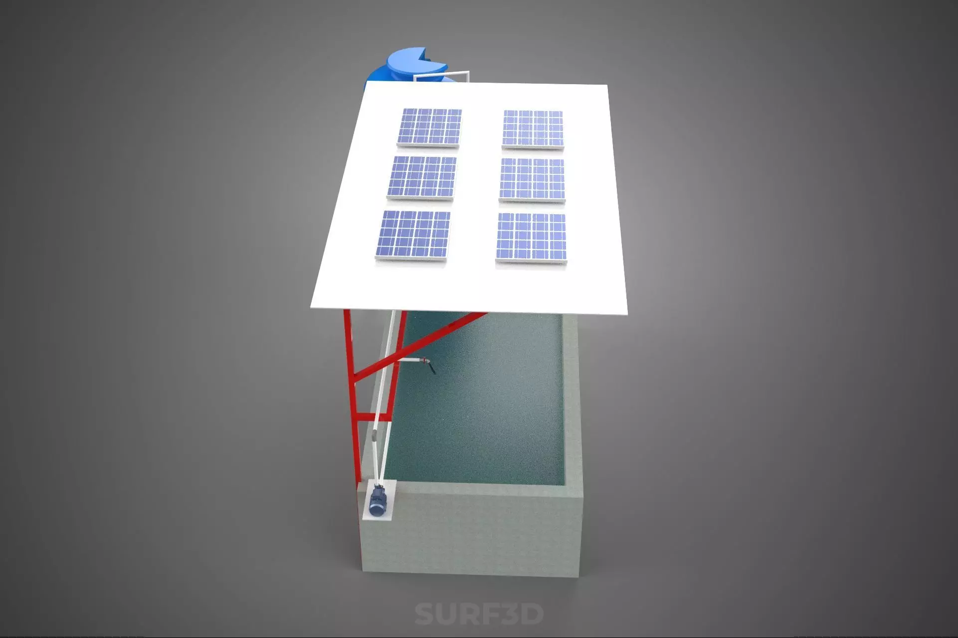 SOLAR CELL RECIRCULATION PUMP WATER FILTER FISH POND AQUACULTURE 3D model_7