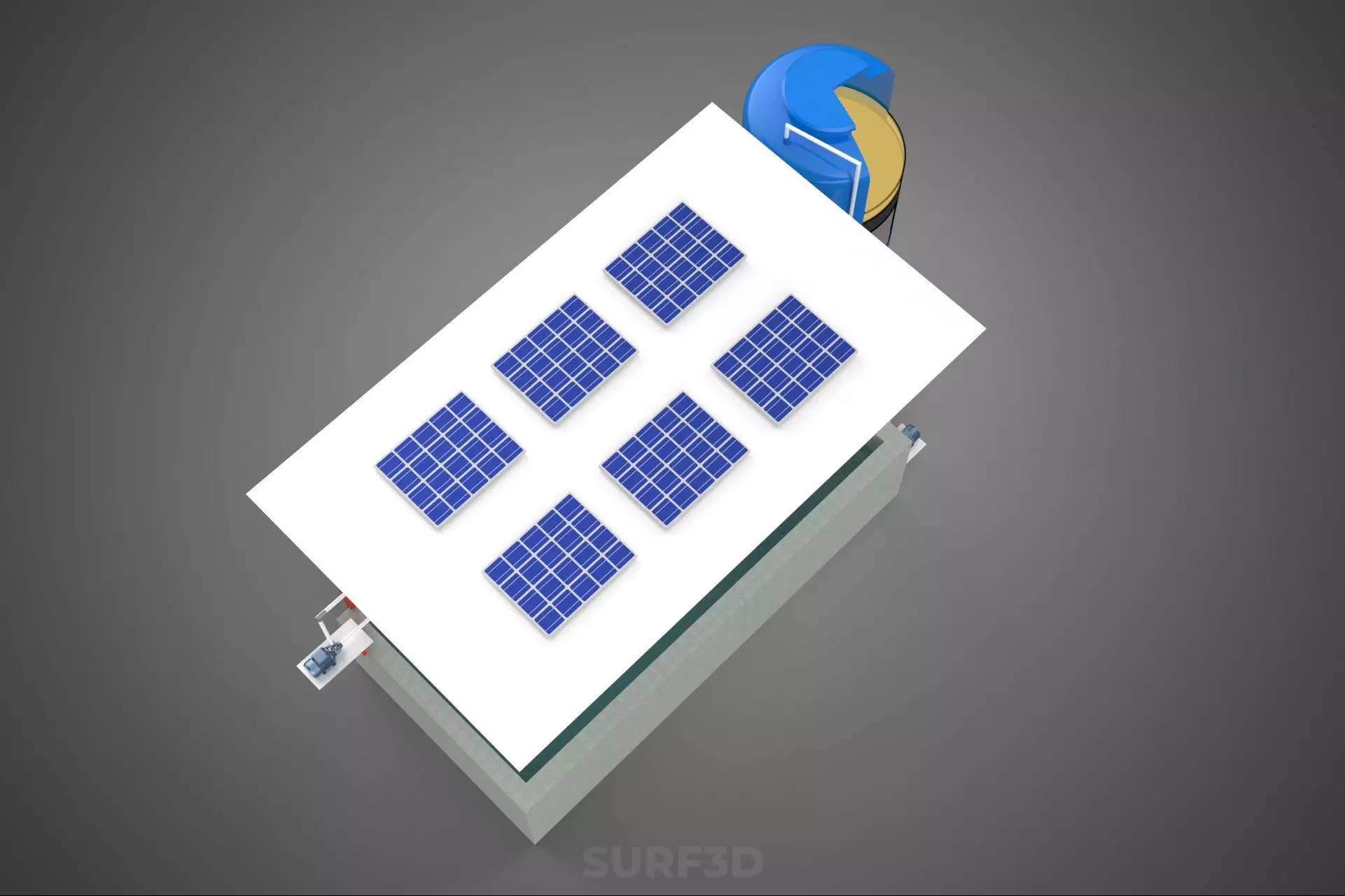 SOLAR CELL RECIRCULATION PUMP WATER FILTER FISH POND AQUACULTURE 3D model_21