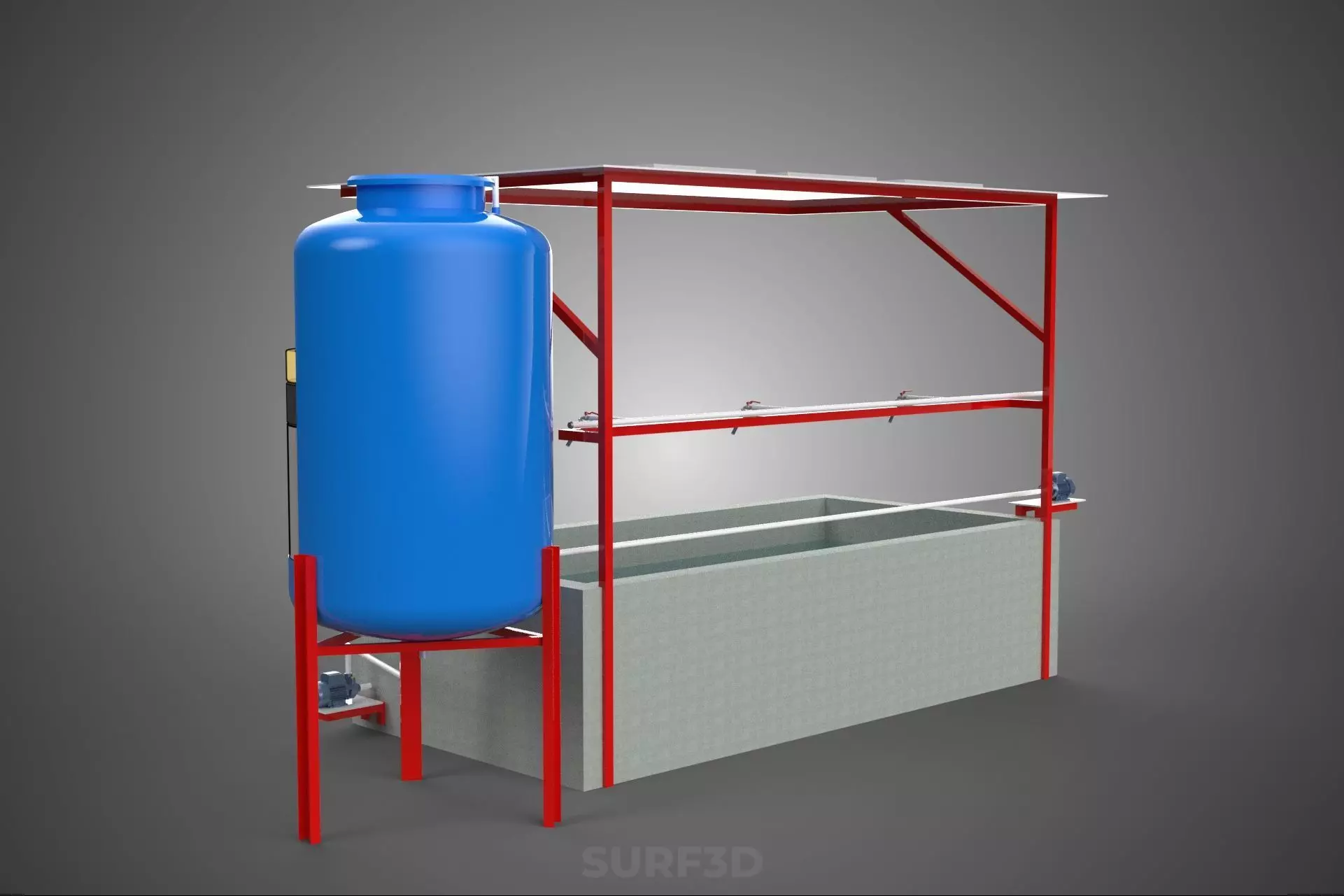 SOLAR CELL RECIRCULATION PUMP WATER FILTER FISH POND AQUACULTURE 3D model_12