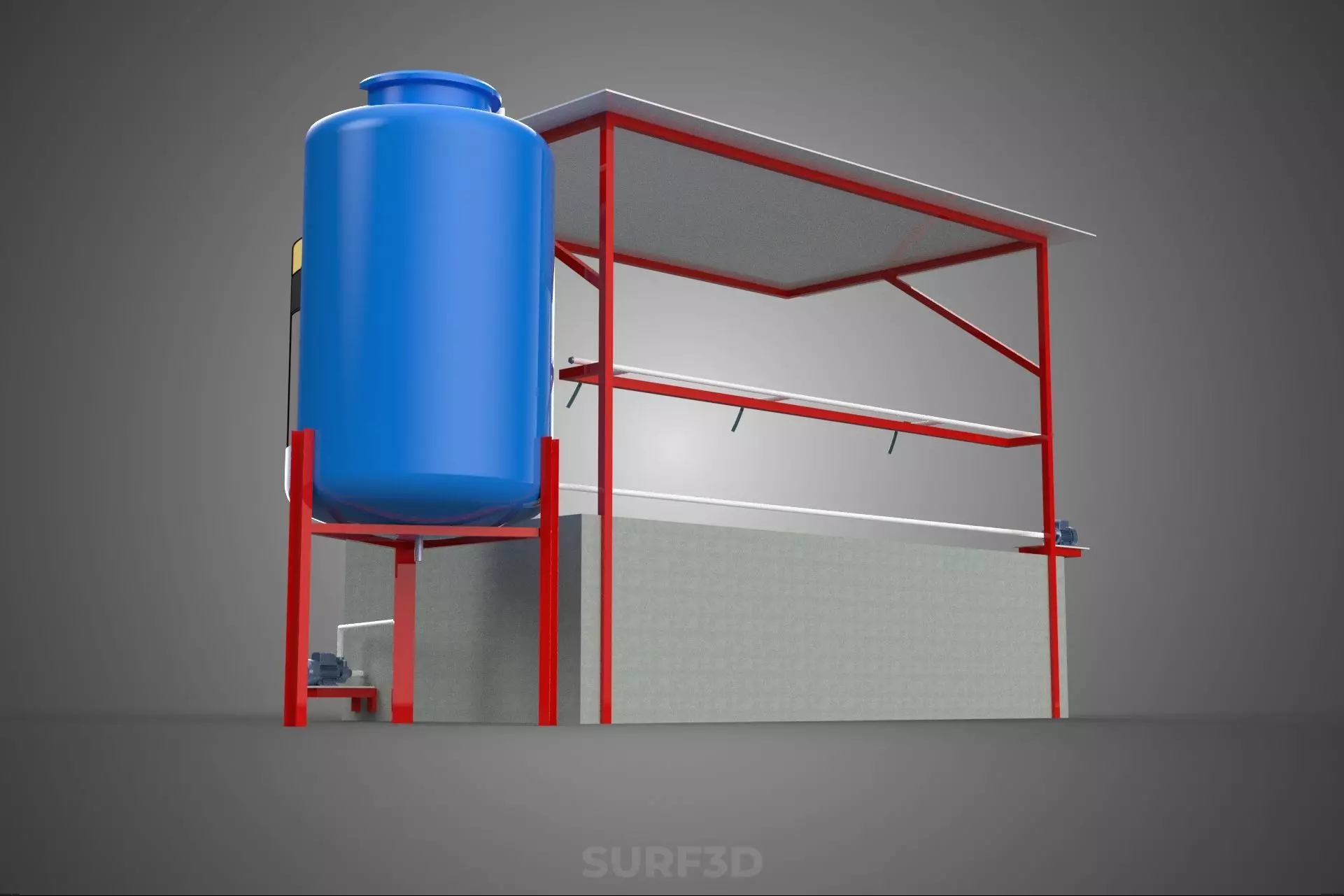 SOLAR CELL RECIRCULATION PUMP WATER FILTER FISH POND AQUACULTURE 3D model_20