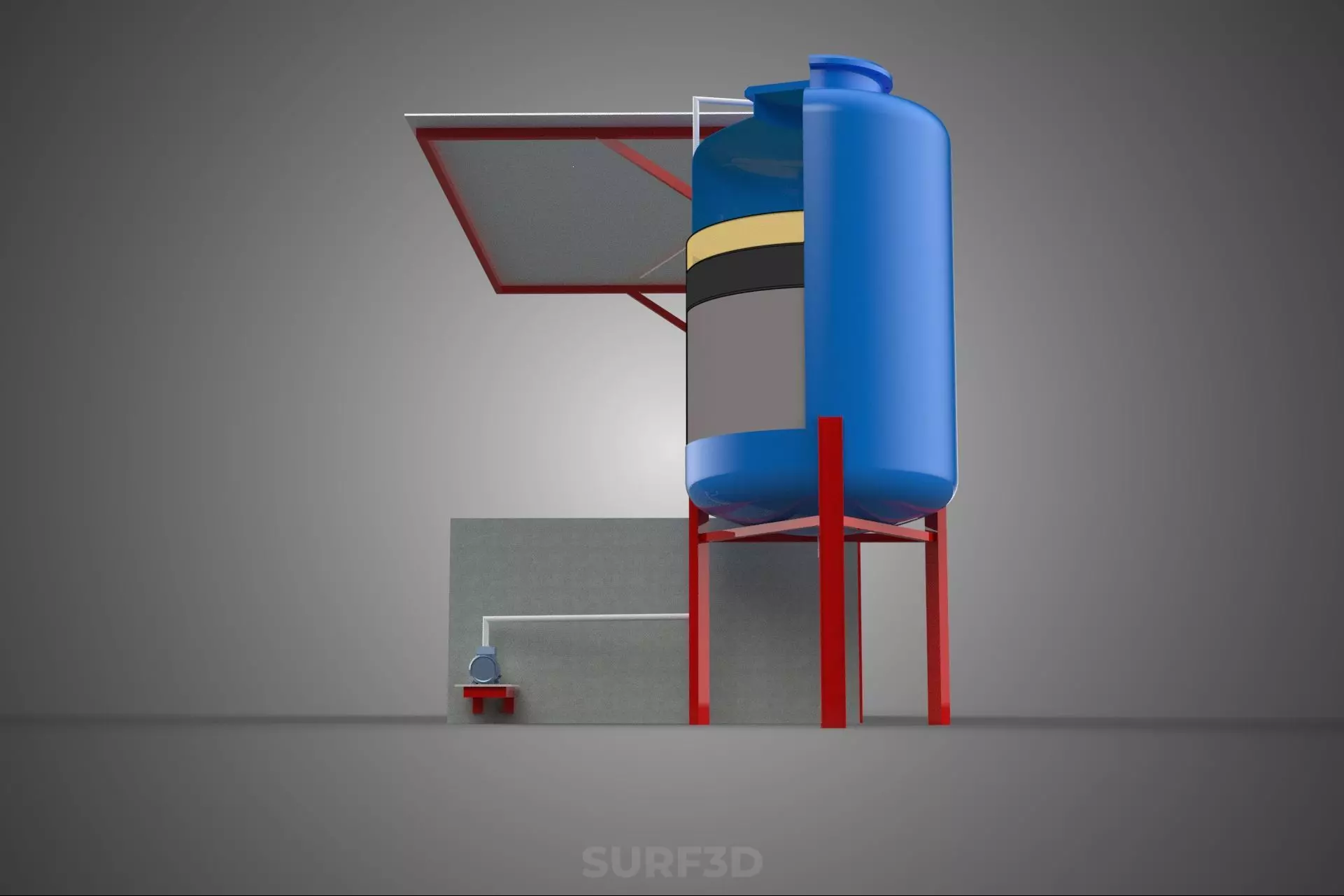 SOLAR CELL RECIRCULATION PUMP WATER FILTER FISH POND AQUACULTURE 3D model_19