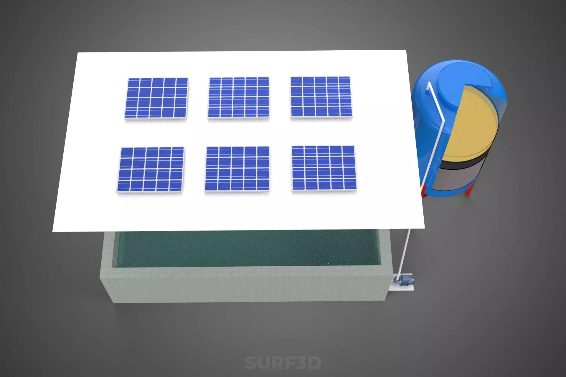 SOLAR CELL RECIRCULATION PUMP WATER FILTER FISH POND AQUACULTURE 3D model_23