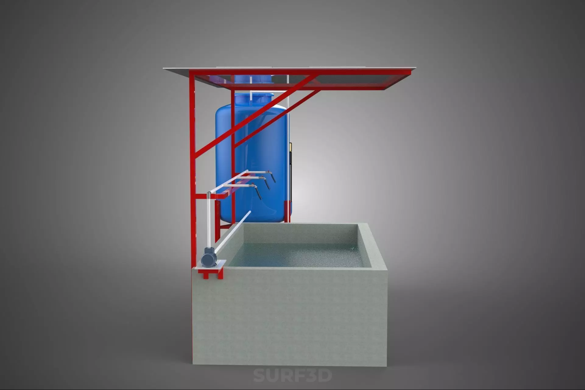 SOLAR CELL RECIRCULATION PUMP WATER FILTER FISH POND AQUACULTURE 3D model_15