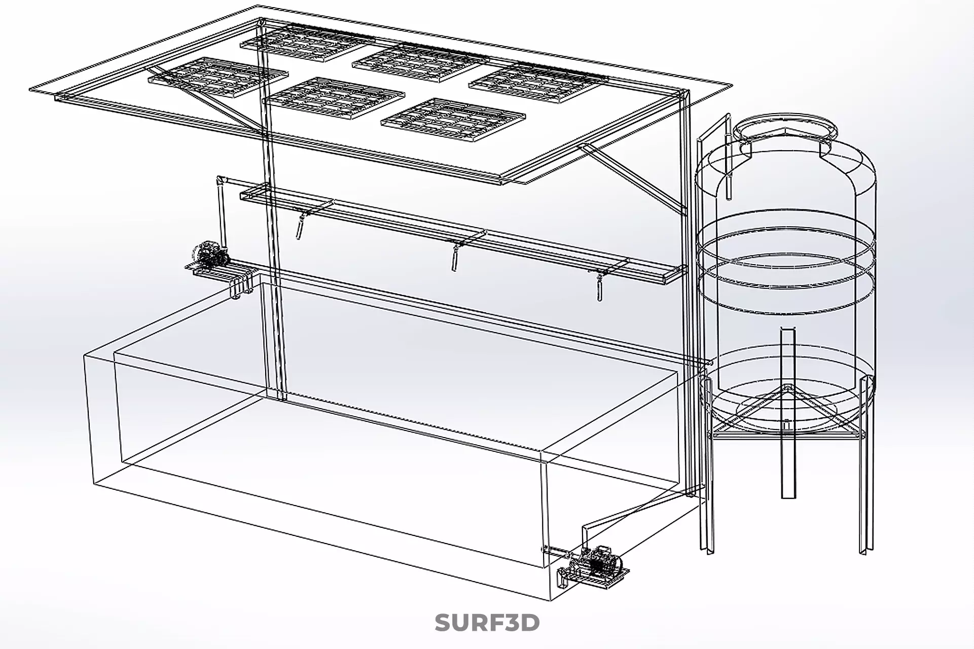 SOLAR CELL RECIRCULATION PUMP WATER FILTER FISH POND AQUACULTURE 3D model_31