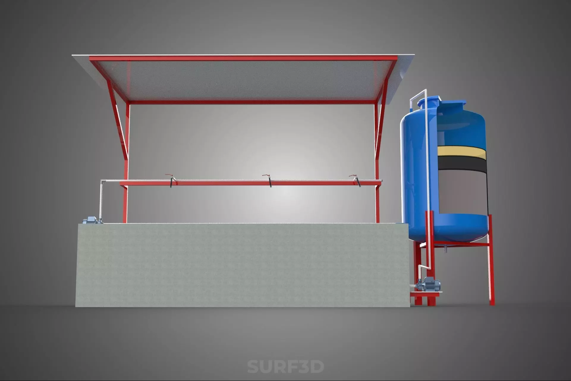 SOLAR CELL RECIRCULATION PUMP WATER FILTER FISH POND AQUACULTURE 3D model_17