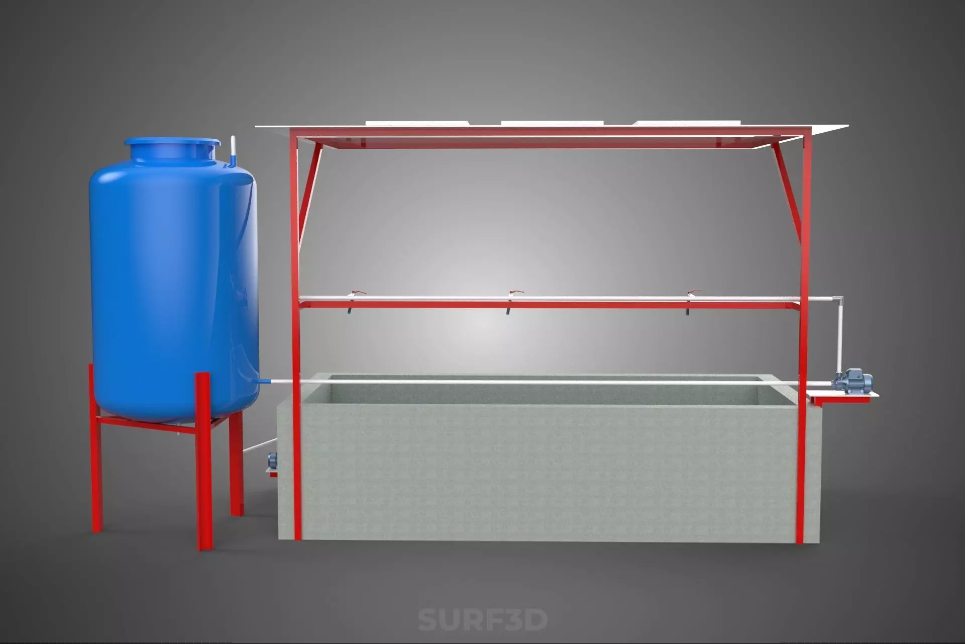 SOLAR CELL RECIRCULATION PUMP WATER FILTER FISH POND AQUACULTURE 3D model_13