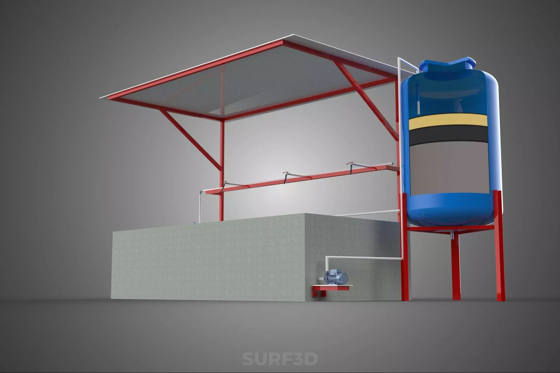 SOLAR CELL RECIRCULATION PUMP WATER FILTER FISH POND AQUACULTURE 3D model_18