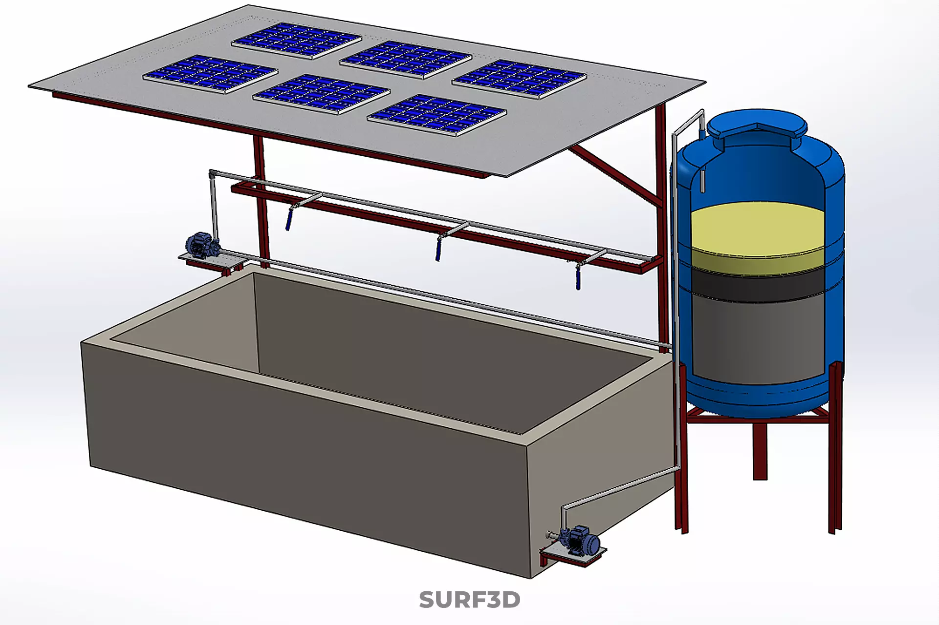 SOLAR CELL RECIRCULATION PUMP WATER FILTER FISH POND AQUACULTURE 3D model_30