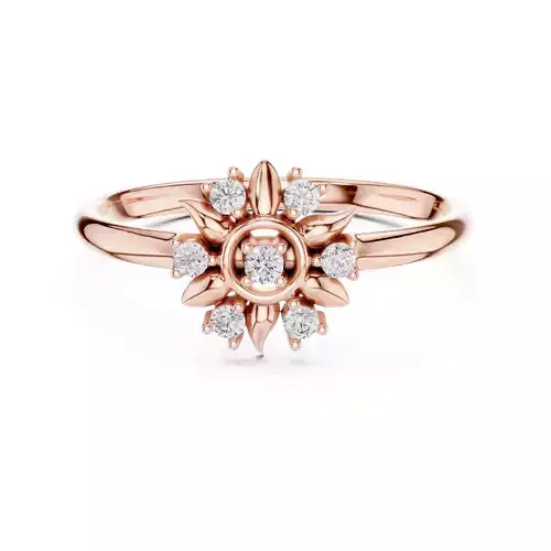 Seven Round Diamond Leaf Engagement Wedding Ring 3DM STL Video 3D print model