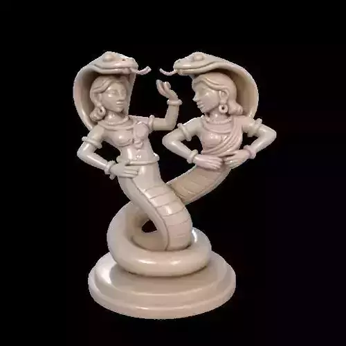 1965  Indian Serpent Woman Dancer on Pedestal  magic