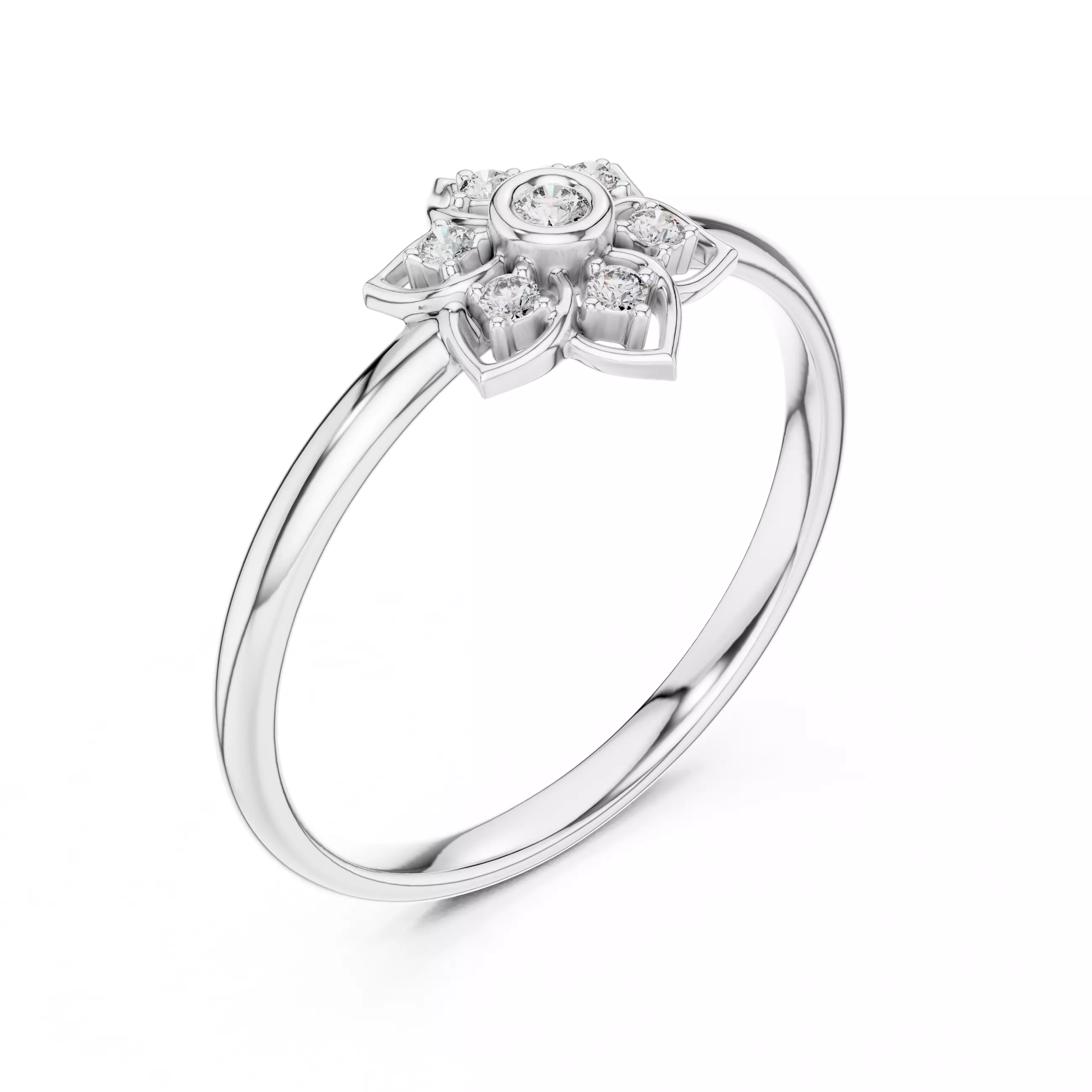 Bezel Set Round Cut Diamond Engagement Ring 3DM STL Video 3D print model_10