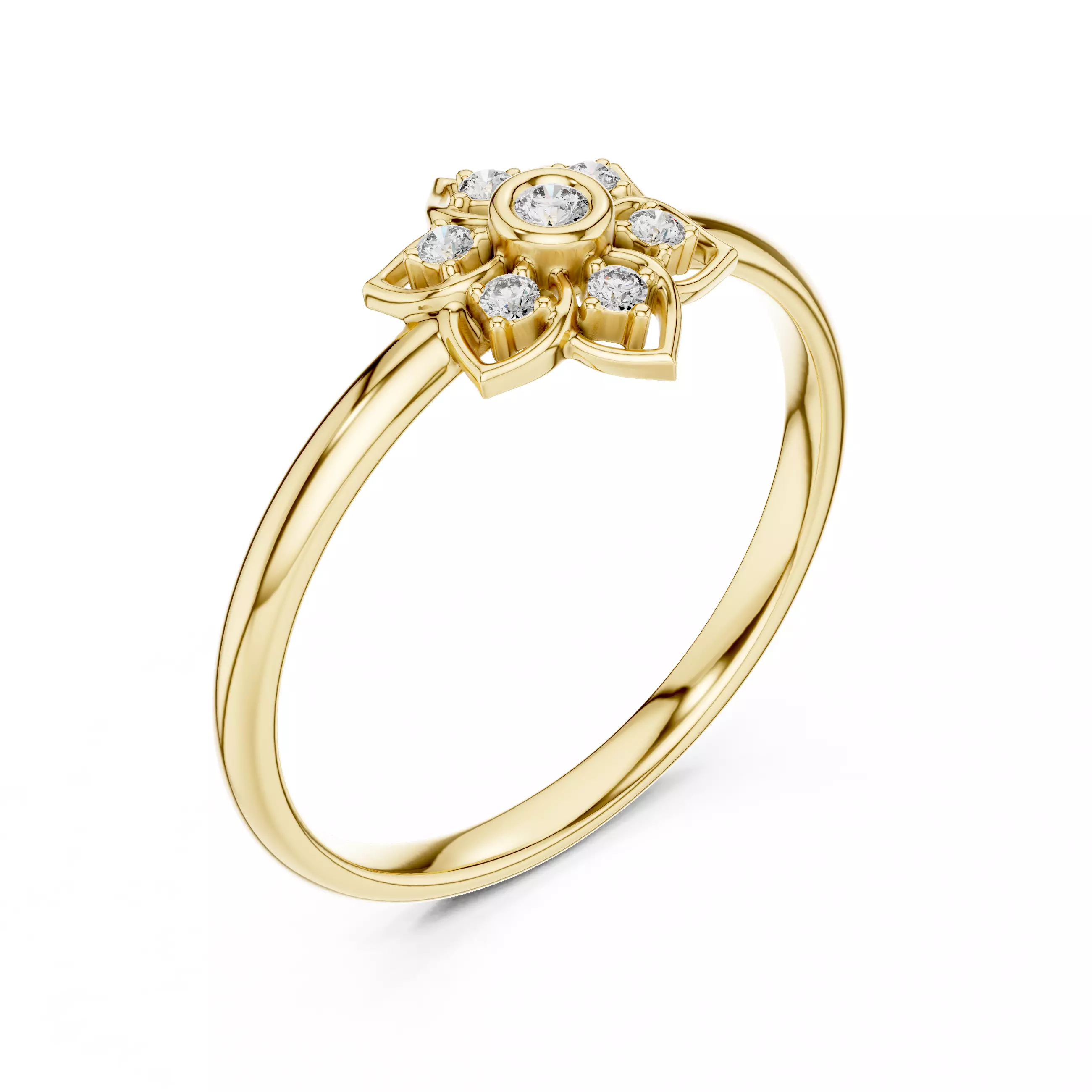 Bezel Set Round Cut Diamond Engagement Ring 3DM STL Video 3D print model_7