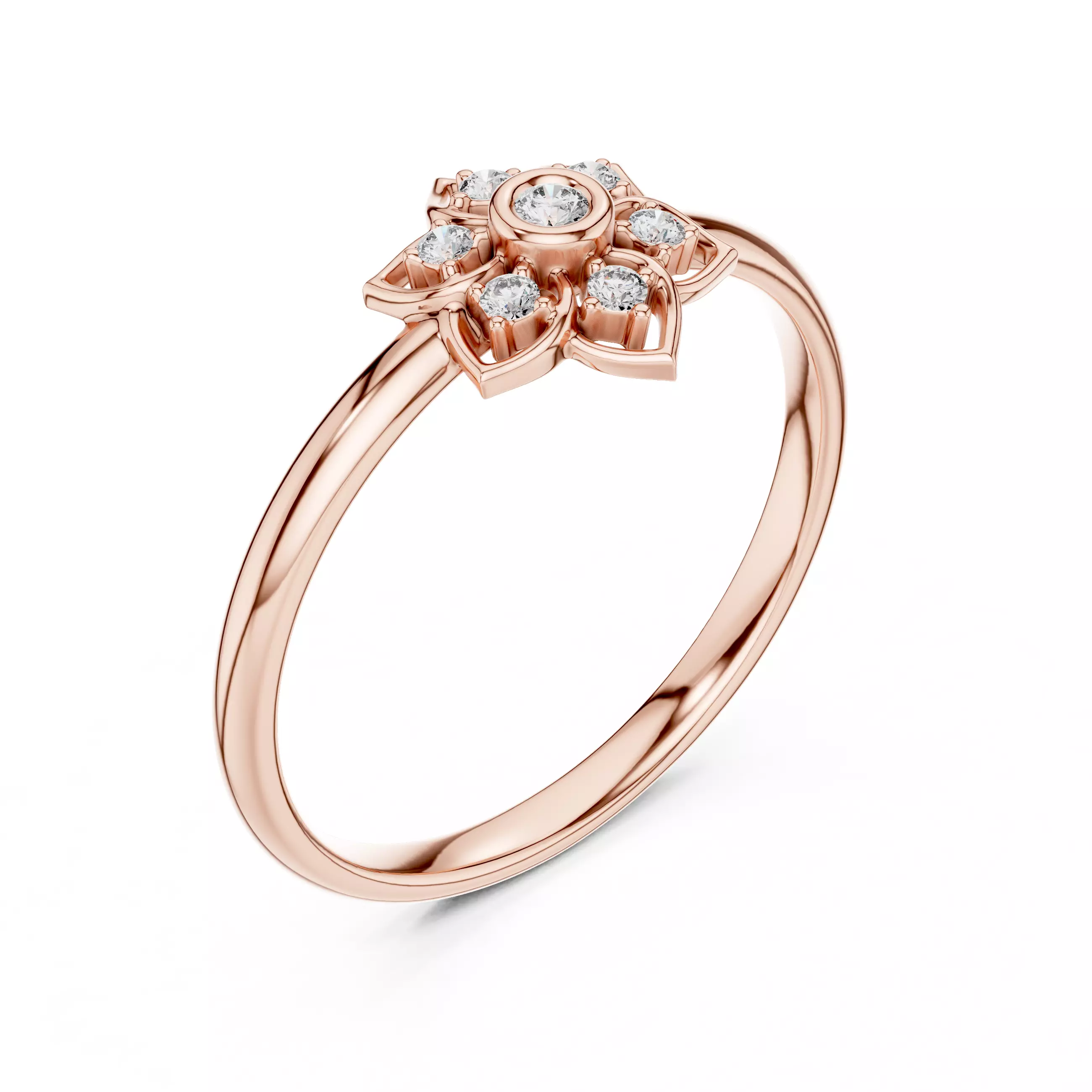 Bezel Set Round Cut Diamond Engagement Ring 3DM STL Video 3D print model_4