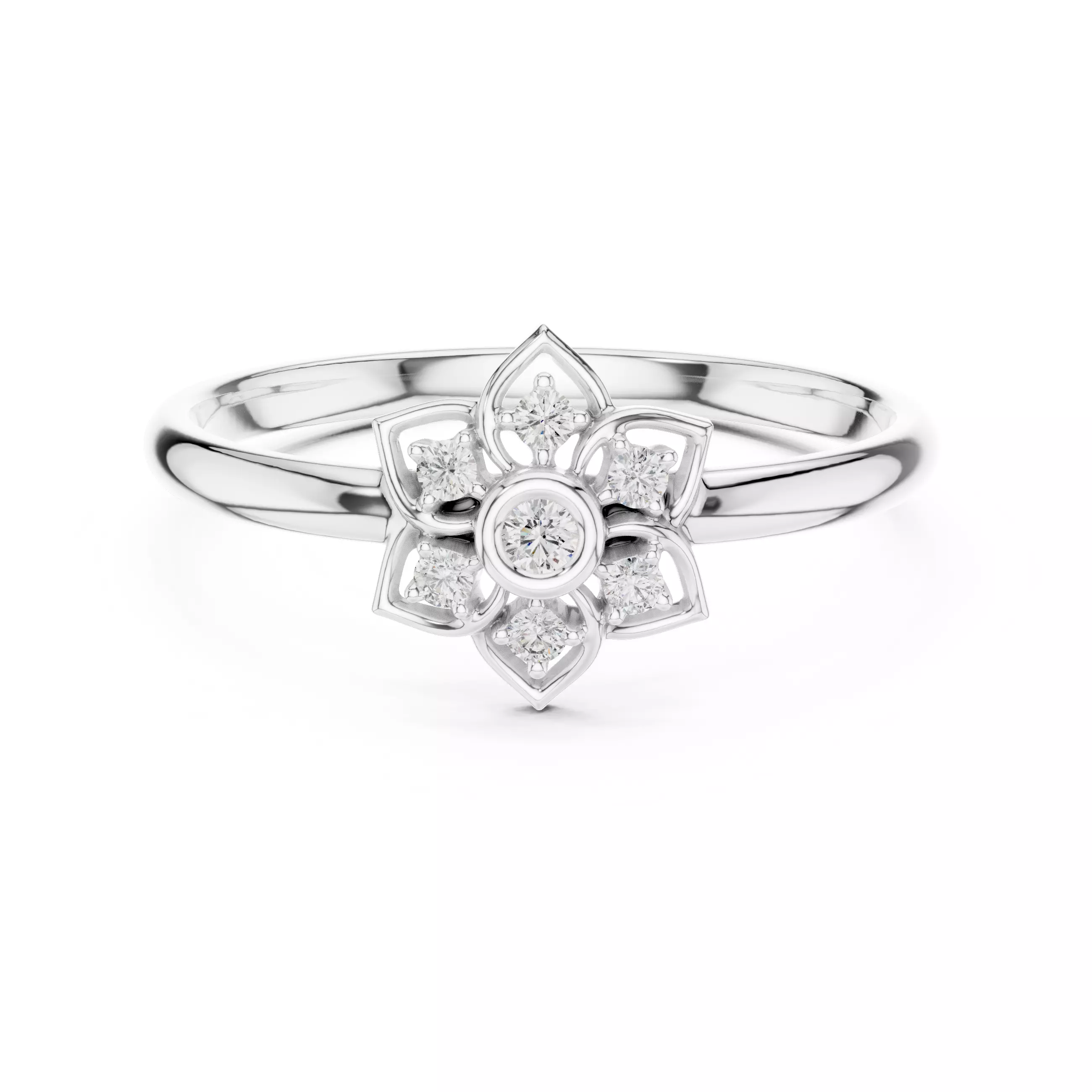 Bezel Set Round Cut Diamond Engagement Ring 3DM STL Video 3D print model_2